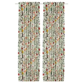 ikea-vildpersilja-zaslona-2-szt-bialy-wielobarwny-wzor-kwiatowy-145x300cm
