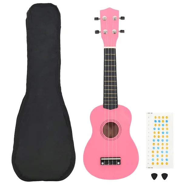 pink-soprano-ukulele-set-23-with-case-and-picks