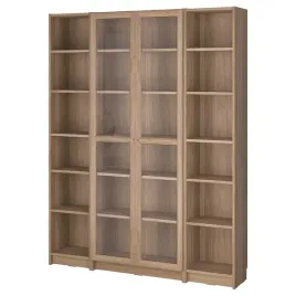 ikea-billy-oxberg-kombinacja-regalowa-szklane-drzwi-imit-debu-160x202cm