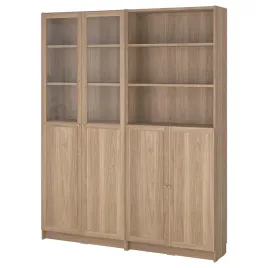 ikea-billy-oxberg-regal-drzwi-panelowe-szklane-imit-debu-szklo-160x30x202cm