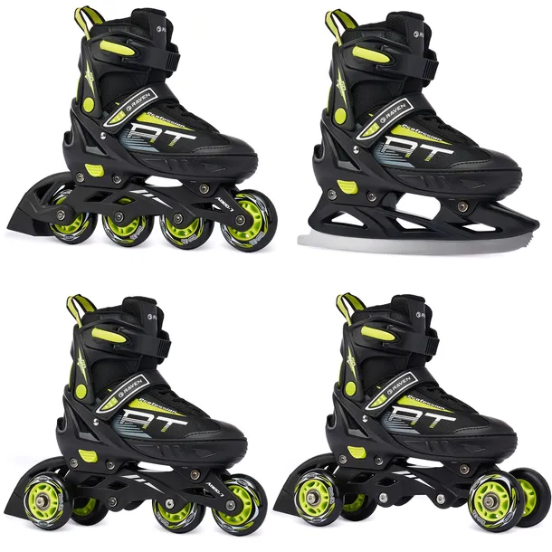 Rolki Wrotki Łyżwy 4w1 Regulowane RAVEN Profession Black/Lime 31-35