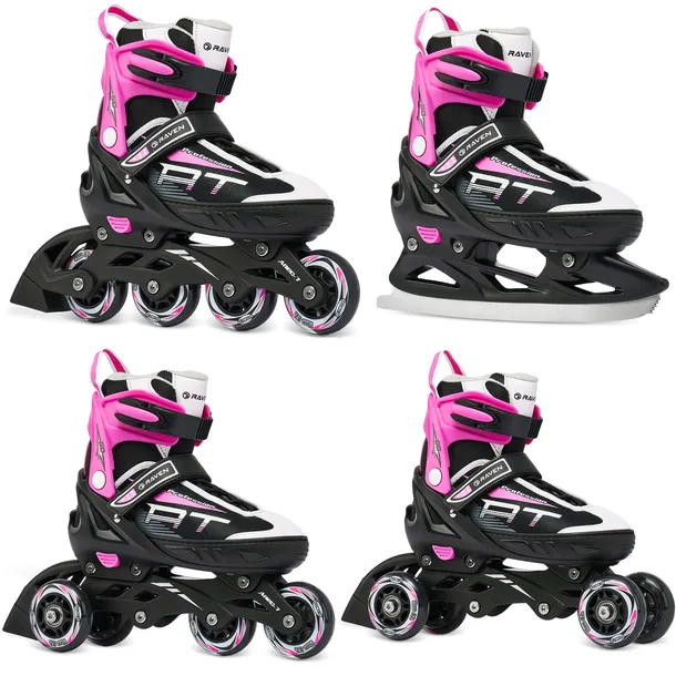Rolki Wrotki Łyżwy 4w1 Regulowane RAVEN Profession Black/Pink 35-39