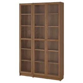 ikea-billy-oxberg-regal-szklane-drzwi-brazowy-orzech-szklo-120x30x202-cm