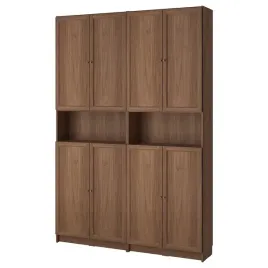 ikea-billy-oxberg-regal-z-nadstawka-drzwi-brazowy-orzech-160x30x237-cm