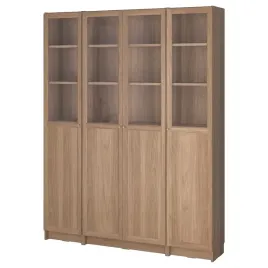 ikea-billy-oxberg-regal-z-drzwiami-panel-szklo-imit-debu-160x202-cm
