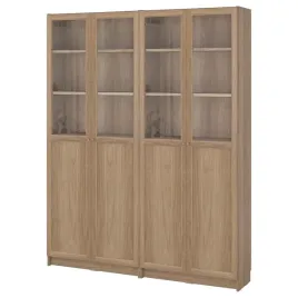 ikea-billy-oxberg-regal-drzwi-panel-szklo-imit-debu-160x30x202-cm
