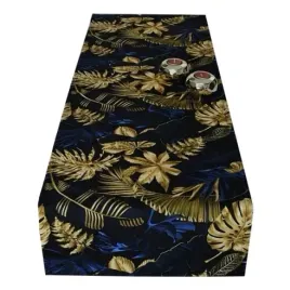 bieznik-panama-lazur-zlote-liscie-monstera-40x140