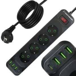 listwa-zasilajaca-przedluzacz-pantherise-4gniazda-3xusb-a-1x-usb-c-kabel-5m