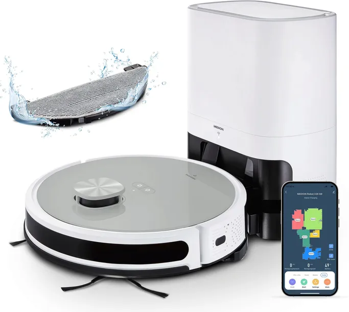 OUTLET ROBOT SPRZĄTAJĄCY MEDION X21 2w1 ODKURZA MOPUJE SAMOOPRÓŻNIAJĄCY