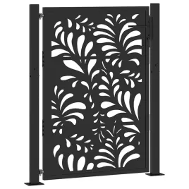 brama-ogrodowa-czarna-100x125-cm-stalowa-wzor-fali
