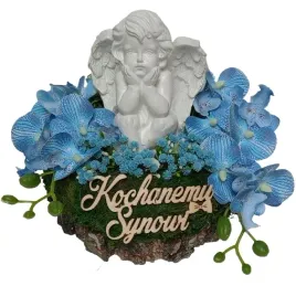 stroik-wiazanka-grob-cmentarz-aniolek-drewniany-storczyki-kochanemu-synowi