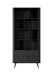 regal-lante-88-cm-czarny-8-polek-2-szuflady-ryflowane-fronty