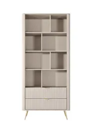 regal-lante-88-cm-bezowy-8-polek-2-szuflady-ryflowane-fronty