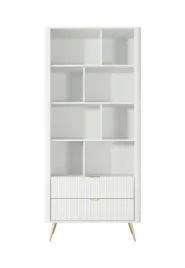 regal-lante-88-cm-bialy-8-polek-2-szuflady-ryflowane-fronty