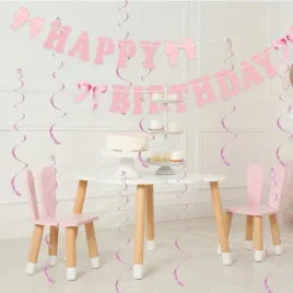 dekoracje-urodzinowe-rozowe-kokardki-baner-happy-birthday