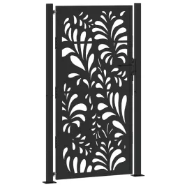 brama-ogrodowa-czarna-100x175-cm-stalowa-wzor-fali