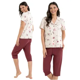 pizama-damska-dwuczesciowa-krotki-rekaw-spodnie-3-4-kwiatki-moraj-3xl