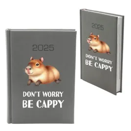 kalendarz-a5-2026-ksiazkowy-szary-capybara-dzienny-planer-terminarz