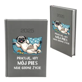kalendarz-2026-nowosc-a5-ksiazkowy-szary-smieszny-pies-mops-terminarz