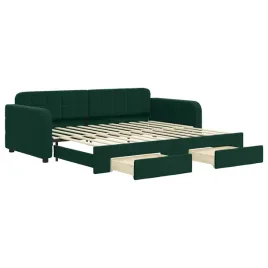 sofa-rozsuwana-2-w-1-z-szufladami-ciemnozielona-224x100x71cm