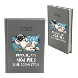kalendarz-2026-nowosc-ksiazkowy-a5-smieszny-pies-szary-mops-terminarz