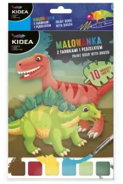 malowanka-z-farbkami-i-pedzelkiem-dinozaury-kidea