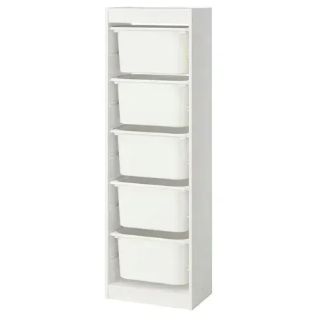 IKEA TROFAST regał BIAŁY+5 pojemników na zabawki b