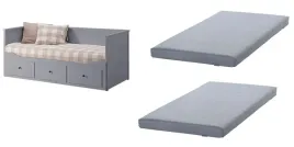 ikea-hemnes-lozko-rozkladane-2-materace-szare-sofa