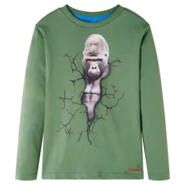 dziecieca-koszulka-goryl-116-khaki-100percent-bawelna