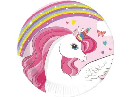 papierowe-talerzyki-urodzinowe-jednorozec-na-urodziny-unicorn-tecza-8-szt