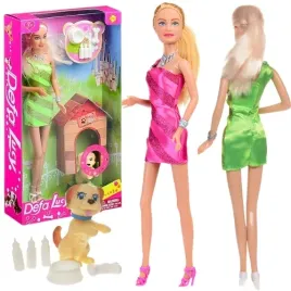 lalka-z-psem-blondynka-w-sukience-akcesoria-dla-pieska-defa-lucy-na-prezent