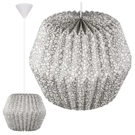 papierowa-lampa-wiszaca-sufitowa-szara-biala-e27-kwiaty-zyrandol-klosz-led
