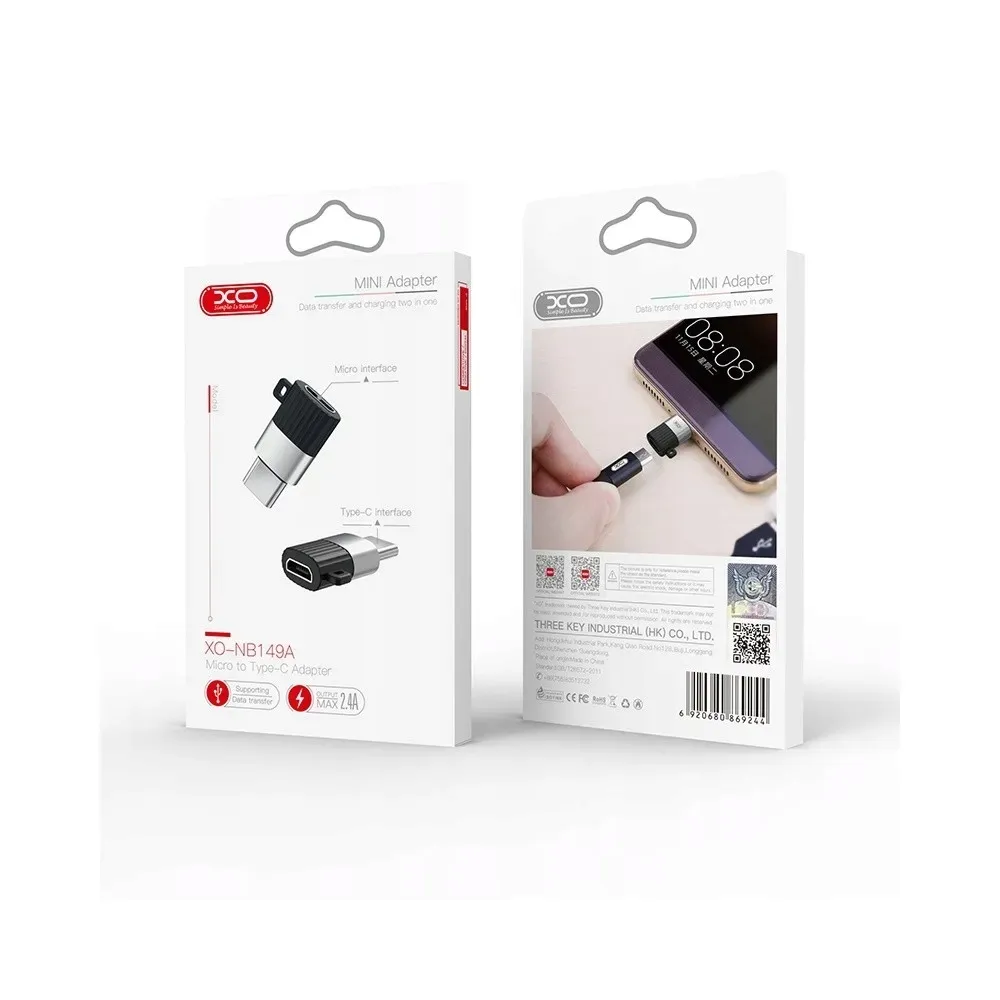 adapter-xo-nb149-a-micro-usb-usb-c-czarny-stan-nowy