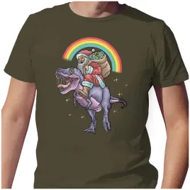 koszulka-meska-t-shirt-swiateczna-m-mikolaj-na-dinozaurze-prezenty-jakosc
