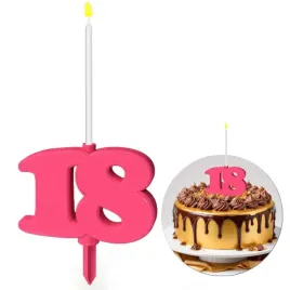 dekoracja-na-tort-swiecznik-liczba-18-biala-swieczka-rozowy