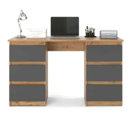 Zdjęcie produktu Biurko WOTAN ANTRACYT 120CM Biurko szkolne 6 szuflad Stolik dla dziecka