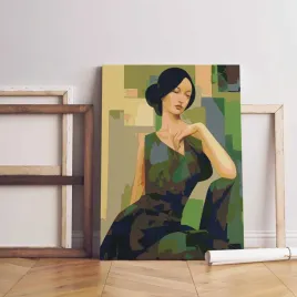 malowanie-po-numerach-kobieta-w-zieleni-50x70-cm