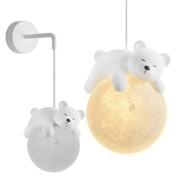 LAMPA ŚCIENNA KINKIET WHITE BEAR G161-1W ŚPIĄCY MIŚ