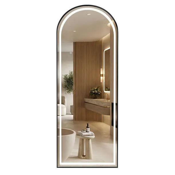 LUSTRO STOJĄCE WISZĄCE LED OWALNE PROSTOKĄTNE CZARNE REA ORBIT 60x170 cm