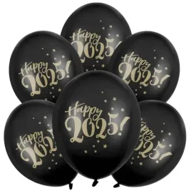 balony-nowy-rok-happy-2025-czarny-partydeco-12-6-szt