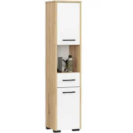 slupek-lazienkowy-fin-140-cm-2-drzwi-5-polek-1-szuflada-dab-artisan-bialy