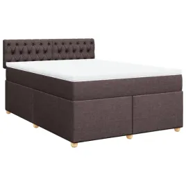 lozko-kontynentalne-160x200-brazowy-poliester-materac-sprezynowy