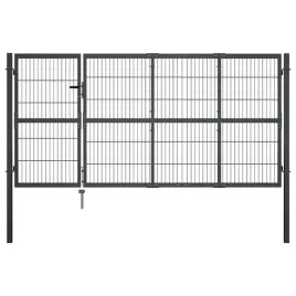 bramka-ogrodowa-stalowa-antracytowa-350-x-170-cm-z-zamkiem-i-slupkami