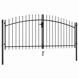 furtka-ogrodowa-czarna-stalowa-150x300-cm-z-zasuwka-i-3-kluczami