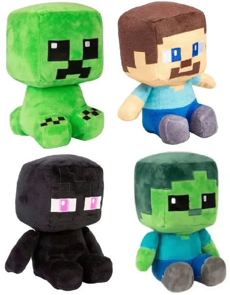 SUPER ZESTAW MASKOTEK 4w1 MASKOTKI MINECRAFT STEVE CREEPER ENDERMAN ZOMBI