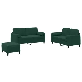 sofa-wypoczynkowa-aksamit-2-osobowa-z-podnozkiem-ciemnozielona