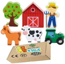 drewniane-figurki-wies-farma-krowa-traktor-kon-klocki-dla-przedszkolakow
