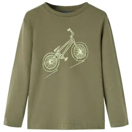 koszulka-dziecieca-khaki-z-nadrukiem-roweru-116-5-6-lat