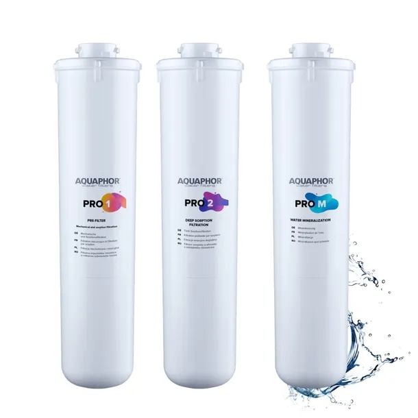 Zestaw 3 wkładów Aquaphor Pro 1, Pro 2, Pro M do fitra RO-202s PRO