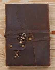 notatnik-olejowanej-skory-z-kluczem-sekretow-vintage-journal-13-18-cm